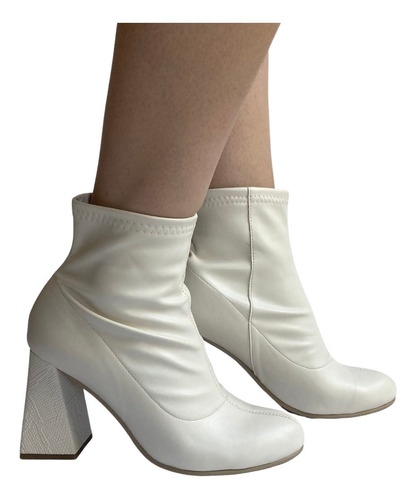 Imagen 4 de 10 de Botin Stretch Felipe Rentería Moda Tacón Geométrico 8cms