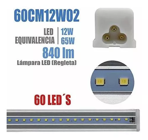 Megaluz 60CM12W02 Regleta LED para iluminación de interiores. Barra LED  12W, 840LM, CRI 80, ahorro de energía. (60CM) : : Hogar y  Cocina