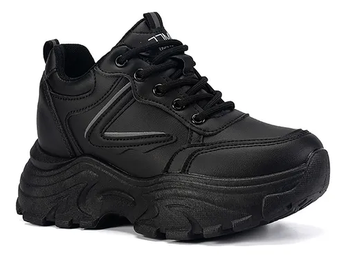 Tenis Plataforma Negros Moda MercadoLibre