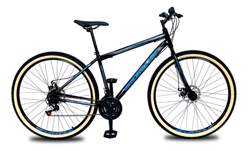 Bicicleta Aro 29 Aço Carbono 21 Velocidades Freio A Disco Cor Preto/Azul
