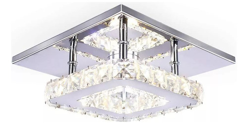 Lámpara De Techo Led Plafón Cristal Moderna 6000k Cuadrado