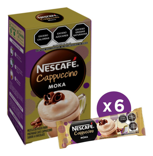 Nescafé café soluble cappuccino moka 6 sticks 22g cada uno