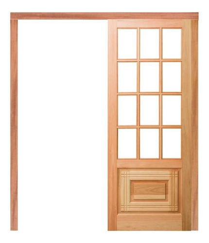 Porta Correr Pm11 Oriental Madeira Eucalipto Cruzeiro 90x210