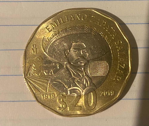 Moneda De 20 Pesos Emiliano Zapata 1919-2019