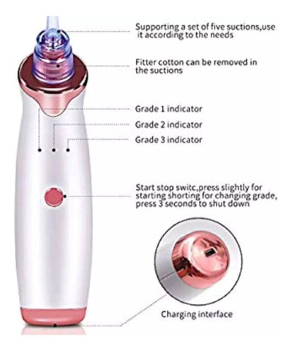 Imagen 5 de 8 de Limpiador Remove Facial Acné Puntos Negros Recargable Usb