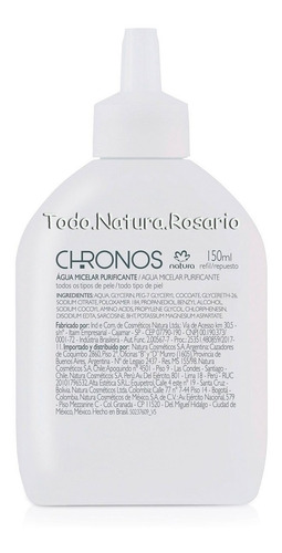 Repuesto De Agua Micelar Chronos 150ml Todo Natura Rosario