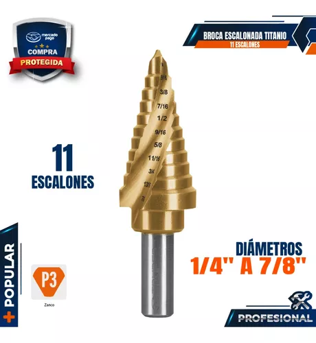 Broca escalonada titanio 9 escalones 1/4″ a 3/4″, Expert –