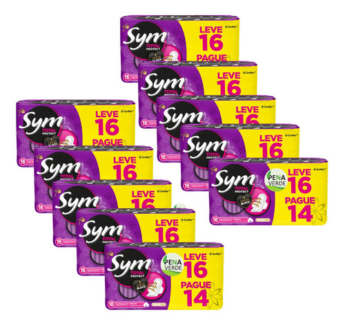 Absorvente Sym Suave Total Protect Com Abas 10 Pacotes 16 Un