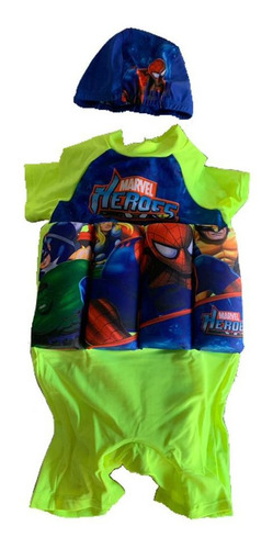 Traje De Baño Con Flotador Para Niños Entero Avengers