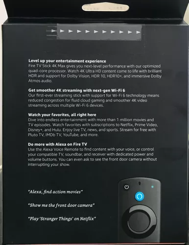 Dispositivo de streaming  Fire TV Stick 4K Max con Wi-Fi 6 y control  remoto por voz Alexa (incluye controles para la televisión)