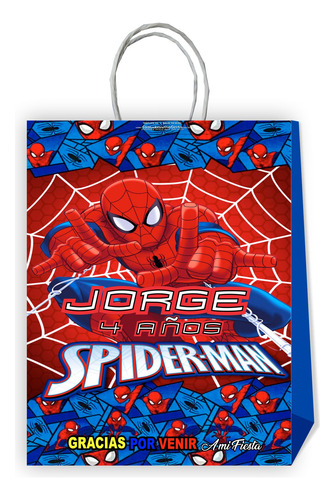 10 Bolsas Cumpleaños Personalizadas Spiderman #d1