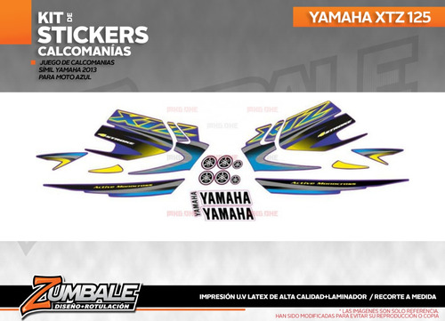 Calcomanias Compatibles Para Yamaha Xtz 125 Azul/amarillo