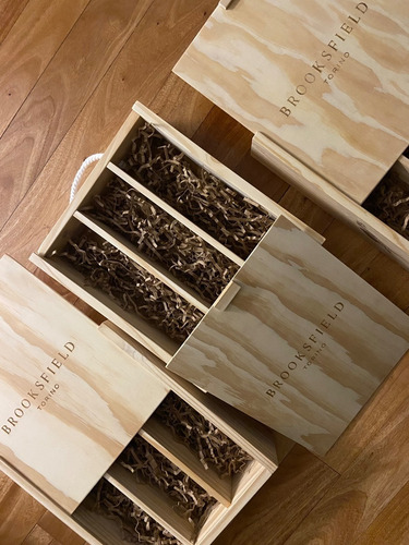 Imagen 5 de 5 de Caja Madera Triple Vino Copas Grabado Laser Personalizada