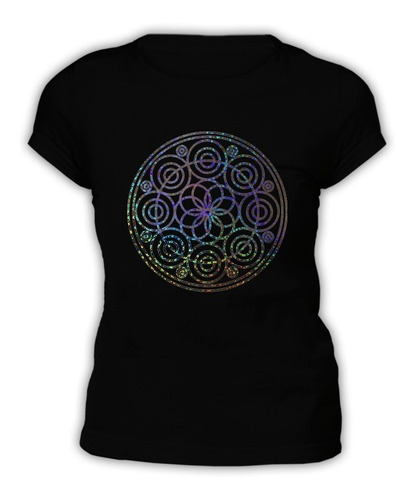 Polera Mujer - Diseño Mandala 4 Holografico Efecto Circulo