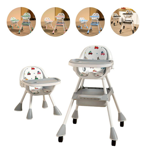 Ajustable Silla Alta Periquera Para Bebé Con Bandeja Silla Para Bebe 3 En 1 Gris