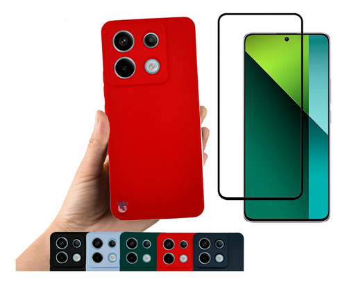 Case Silicona Para Xiaomi Note 13 Pro 5g + Vidrio Full Cover