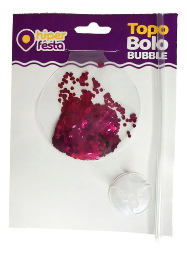 Topo De Bolo Balão Bubble Confete 05 Polegadas 20cm 01 Unid Cor Rosa