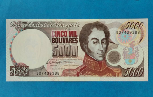 Billete De 5000 Bs De 1996 B-8, Difícil.