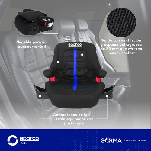 Booster C/ Respaldo + Isofix - Sparco - Colores Max Segurid