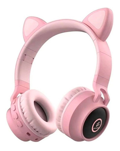 Audifono Diadema Bluetooth Con Orejas De Gato Con Led Color Rosa y Super bajos