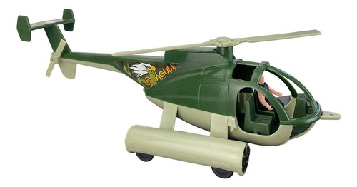 Helicóptero Águia Com Boneco Piloto Apolo Brinquedos Cor Verde