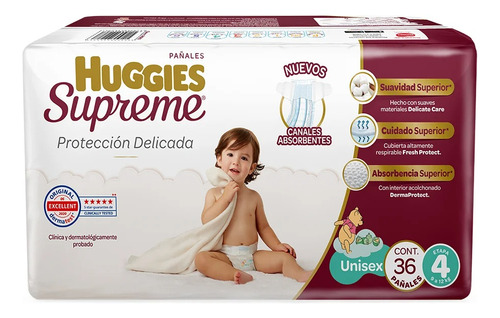 Pañal Niño Supreme Huggies Talla 4 36 Pza