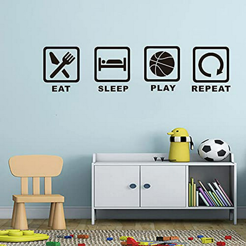 Vinilo Adhesivo De Pared Deportivo Para Comer, Dormir, Jugar