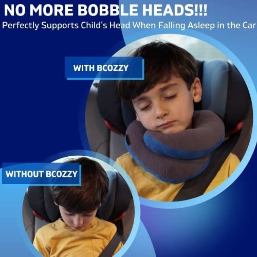 Almohada de viaje BCOZZY con soporte para la barbilla para niños evita que la cabeza de los niños se balancee en los viajes en automóvil Morado Claro Talla para niños