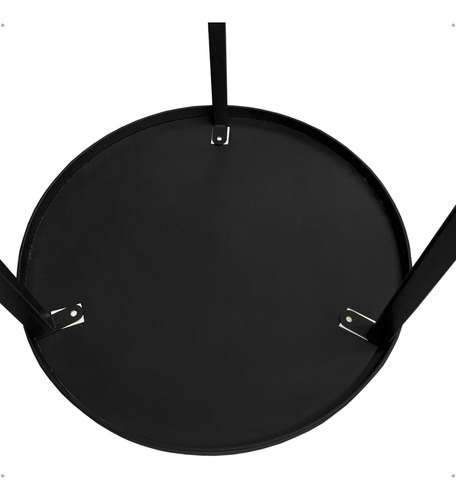Mesa Lateral Steel Glass 56cm Com Espelho Fixo Base De Aço Cor Preto