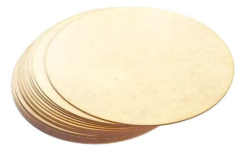 Kit Com 50 Bolachas 10cm X 10cm Mdf Crú Círculo
