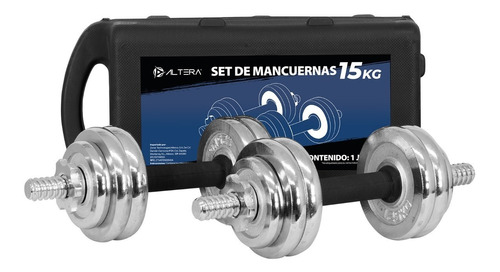 Set De Mancuernas Con Estuche Discos Fitness Portatil 15 Kg
