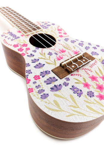 Ukelele Concierto Bamboo Diseño Lavander Con Funda Color Marrón