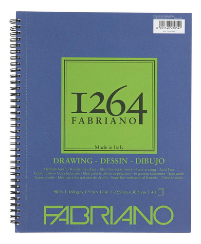 Fabriano 1264 Drawing Dibujo 22.9x30.5 Cms 160 Gsm 40 Hojas