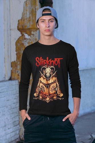 Polera Larga Slipknot Heavy Metal Costilla Estampado Algodon