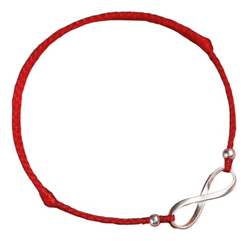 Pulsera Roja Dije Infinito Plata Ley 925 Ajustable + Caja