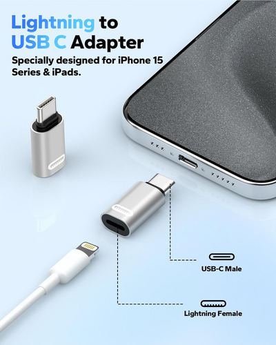 Adaptador Lightning Hembra Usb C A Macho Para iPhone...
