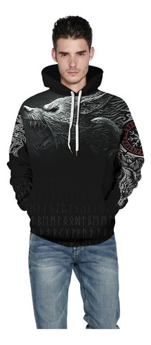 Bn Conjunto De Sudadera Con Capucha Y Estampado De Viking
