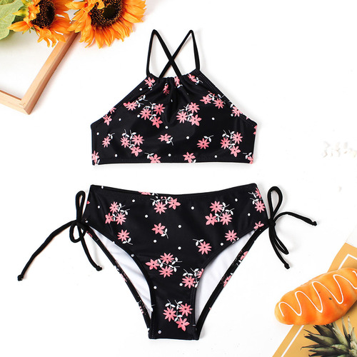 / Bikini Con Estampado Bonito Para Niñas, Estilo Veraniego,