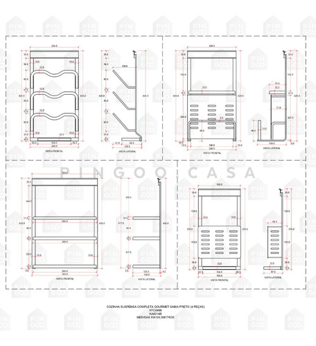Cozinha Suspensa Completa Gourmet Sabiá Pingoo.casa - Preto