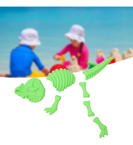 2 X 7 Uds. De Juguetes De Dinosaurio Con Esqueleto De Verde