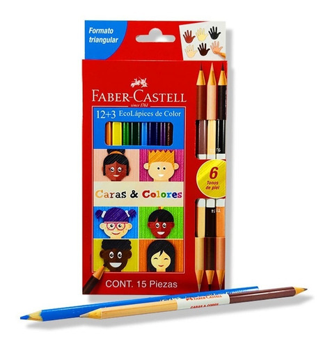 Imagen 1 de 1 de Lapices Colores 12 + 3 Caras Y Colores Faber-castell