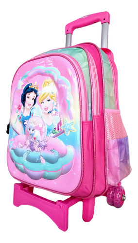 Mochila De Froozen Primaria Con Ruedas Rosa Liso