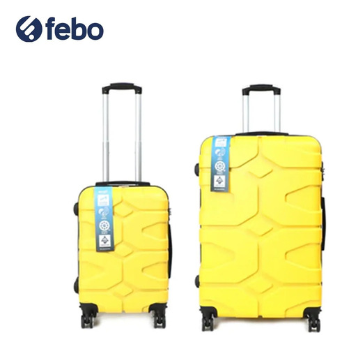 Set Valija X2 Resistente Atoz T3 55cm 78cm 4 Ruedas Amarillo