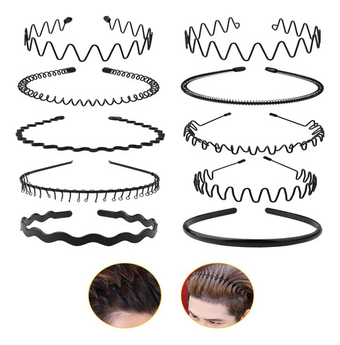 10 Piezas Diademas De Metal Ondulado, Aro Para El Cabello,