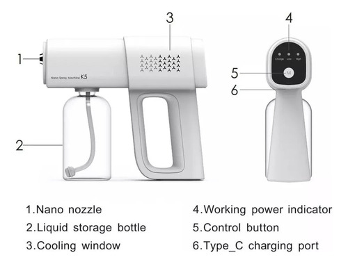 Para Máquina Pulverizadora K5 Nano Spray Desinfectante