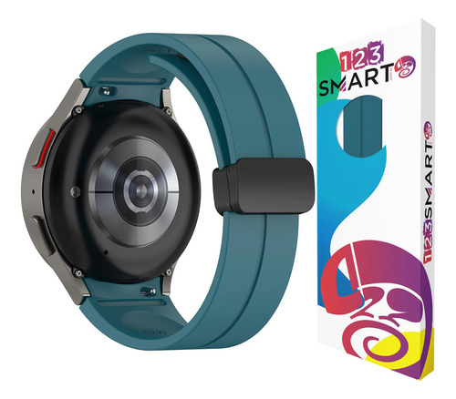 123Smart 123magexAP pulseira de silicone magnética premium cor azul petróleo 20 mm compatível com active 1 E 2 Galaxy Watch 4 5 6 40mm 42mm44mm 45mm 46mm 43mm 47mm Pro