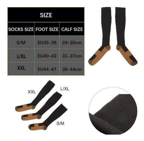 Calcetines Varicoso Medias De Compresión 20-30mmhg 3 Pares