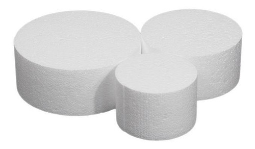 Imagem 2 de 3 de Bases Isopor Bolo Fake 25-20-15 10 Cm Altura 1 Kits