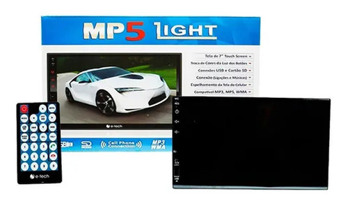 Central Multimídia Mp5 7 Polegadas E-tech Light Slim Espelha