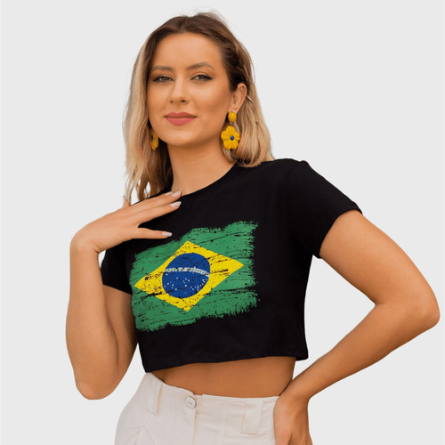 Cropped Do Brasil Blusa Tshirt Bandeira Do Brasil